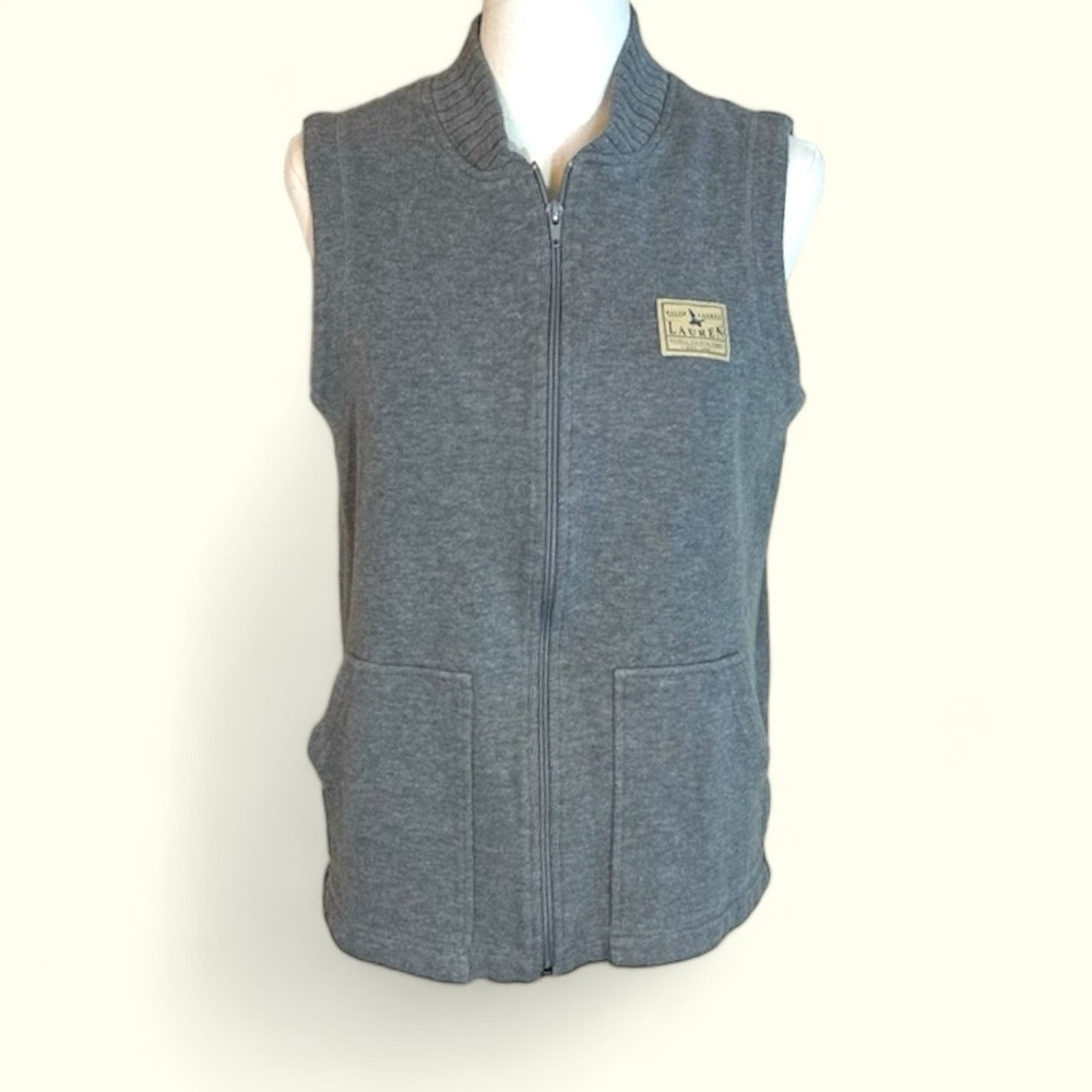 Lauren Ralph Lauren‎ size Small charcoal grey cotton zip up vest